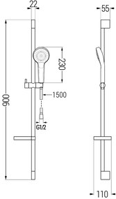 Mexen Kama DS05 sprchový set, čierna - 72504DS05-70