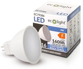 ECOLIGHT LED žiarovka MR16 12V 2W studená biela
