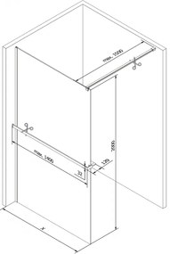 Mexen Kioto+, sprchová zástena Walk-In s poličkou a vešiakom 140 x 200 cm, 8mm číre sklo biely vzor, biely profil, 800-140-121-20-85