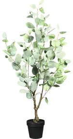 Umelá rastlina eukalyptus populus 130 listov cca 90 cm zelenosivá v plastovom kvetináči 13 x 11 cm