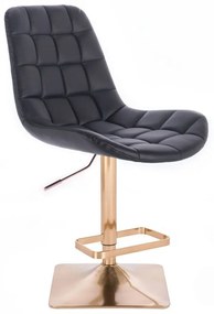 LuxuryForm Barová stolička PARIS na zlatej hranatej podstave - čierna