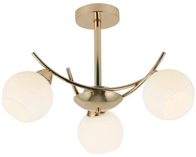 Stropné svietidlo so skleneným tienidlom v bielo-zlatej farbe 36x52 cm Amos – Candellux Lighting