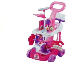 LEAN TOYS Detský upratovací vozík s príslušenstvom - ružová