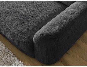 Čierna ženilková rohová pohovka (ľavý roh/s leňoškou) Leonore – Bobochic Paris