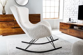 Hojdacie kreslo Scandinavia Swing biela plyšová látka