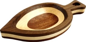 AMADEA Drevená miska mozaika v tvare listu, masívne drevo, 3 druhy drevín, rozmer 22x10, 50x2, 50 cm