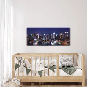 Obraz - Osvetlené New Yorské mrakodrapy (120x50 cm)