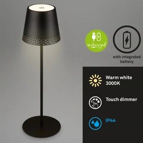 Brilo - LED nabíjateľná dotyková stolná lampa KIKI LED/2,6W/5V IP44 2600 mAh čierna