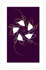 Plagát s paspartou tanec so stuhami na tmavom pozadí - 60x90 white