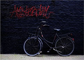 Sklenený obraz bicykla v Amsterdame (70x50 cm)