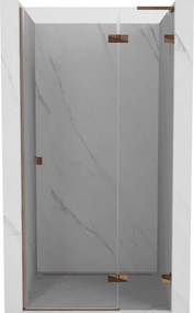 Mexen Lunar L, výklopné pravé sprchové dvere 85 cm, 8mm číre sklo, ružové zlato profil, 834L-085-000-60-00-P