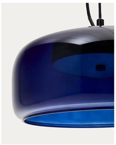 Tmavomodré LED závesné svietidlo so skleneným tienidlom ø 38 cm Reig – Kave Home