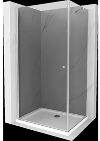 Mexen Pretoria sprchová kabína, kyvné dvere 90 x 70 cm, Grafitová čierna, Chrómová + sprchová vanička Flat - 852-090-070-01-40-4
