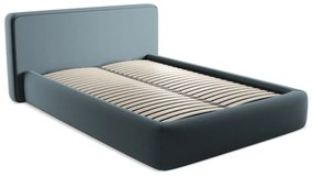 Modrá čalúnená dvojlôžková posteľ s úložným priestorom s roštom 140x200 cm Kiana – Makamii