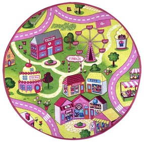 Koberec Kids Funfair 1,0/1,0 okrúhly ružový