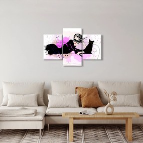 Obraz - Žena s čiernou mačkou (90x60 cm)
