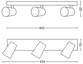 Philips 50573/48/PN - LED Bodové svietidlo MYLIVING PAISLEY 3xGU10/5,5W/230V