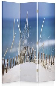 Ozdobný paraván Duny na mořské pláži - 110x170 cm, trojdielny, klasický paraván