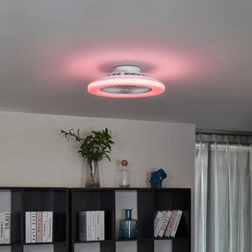 Stropný ventilátor biely 48,5 cm vrátane LED stmievateľného RGB s diaľkovým ovládaním - Clemo