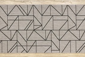 Behúň SIZAL FLOORLUX 20605 trojuholníky geometrický - strieborný, čierny
