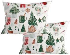 Sada 2 ks dekoračných obliečok na vankúš MAGIC CHRISTMAS 50x70 cm, biela