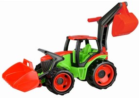 Lena Veľký traktor s lyžicou a bagrom plast zeleno-červený, 65 cm