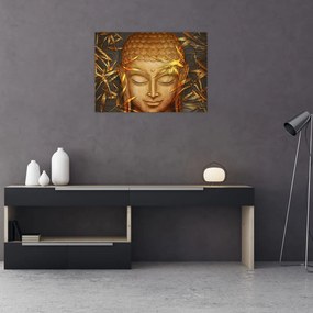 Sklenený obraz - Zlatý Budha (70x50 cm)