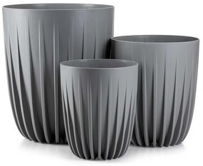 PLASTOVÝ KVETINÁČ STRIPPED 30X35,5 CM SIVÁ