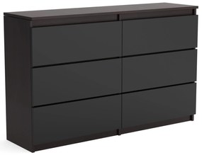 Veľká komoda 6 zásuviek ARIE šírka 120cm Wenge/Čierna