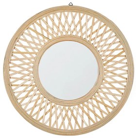 Okrúhle bambusové nástenné zrkadlo ø 60 cm zo svetlého dreva BACATA Beliani