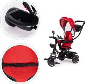 ECOTOYS trojkolka pre deti 1–4 roky, otočné sedadlo 360°, skladacia strieška, s rukoväťou