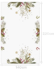 Vianočný obrus WINTER TABLE 140x220 cm, biely