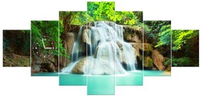 Gario Obraz s hodinami Vodopád v Thajsku - 7 dielny Rozmery: 210 x 100 cm