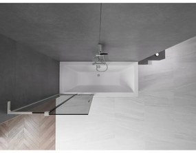 Mexen Velar L, 2-krídlová posuvná vaňová zástena 85 x 150 cm, 8mm šedé sklo, brúsená oceľ, 896-085-003-41-97