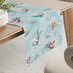 Biante Detský bavlnený behúň na stôl Sandra SA-651 Psí superhrdinovia na ľadovo modrom 20x120 cm