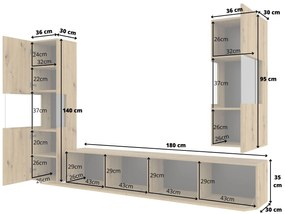 Obývacia stena Avernic Typ 10 (čierna + dub artisan). Vlastná spoľahlivá doprava až k Vám domov. 1042057