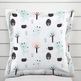 Biante Detská bavlnená obliečka na vankúš s lemom Sandra SA-369 Srnčekovia a ježkovia v lese 35 x 45 cm