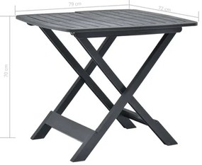 vidaXL Skladací záhradný stôl antracitový 79x72x70 cm plastový-