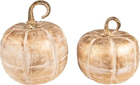 Zlatá dekoratívna drevená socha tekvice Pumpkin - Ø20*20 cm