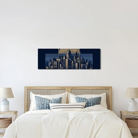 Obraz – Geometrické mesto (s hodinami) (90x30 cm)