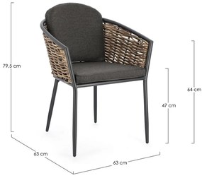 Sivá kovová záhradná stolička Maribela – Bizzotto