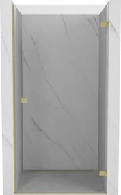 Mexen, Mexen Lunar-B výklopné pravé sprchové dvere 75 cm, transparentné, brúsené zlaté - 832-075-000-55-00-P
