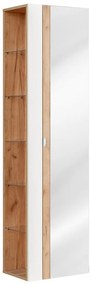 Kúpeľňová skrinka so zrkadlom Capri 803 1D biely lesk/dub craft zlatý