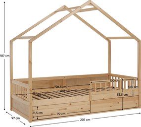 Detská posteľ 90 cm Burgues (prírodná) (s roštom) (s úl. priestorom). Vlastná spoľahlivá doprava až k Vám domov. 1116253