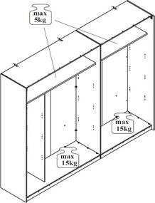 Šatníková skriňa Cordoba 270 cm, dub artisan/grafit