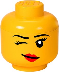 Žltý úložný box v tvare hlavy LEGO® Winky, ⌀ 16,3 cm