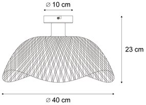 Art Deco stropné svietidlo čierne s prírodným bambusom 40 cm - Alka