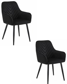 Set dvoch jedálenských otočných stoličiek NANA360 zamatové, čierne (čierne nohy) 2 ks