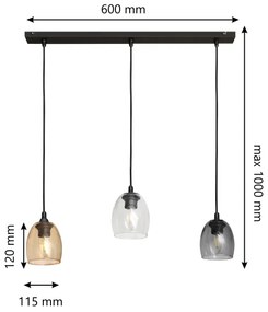 Luster na lanku BRILLANT 3xE27/15W/230V béžová/číra/šedá