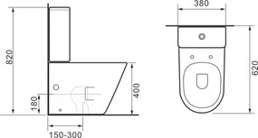 Erga Tina, WC kombi misa 620x365x820 mm, Tornado 2.0 + toaletné sedadlo, čierna matná, ERG-V03-TINA-TO2-BK